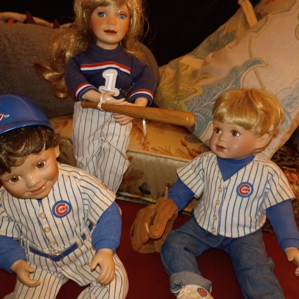 Three chicago cubs Collecters  baseball dolls